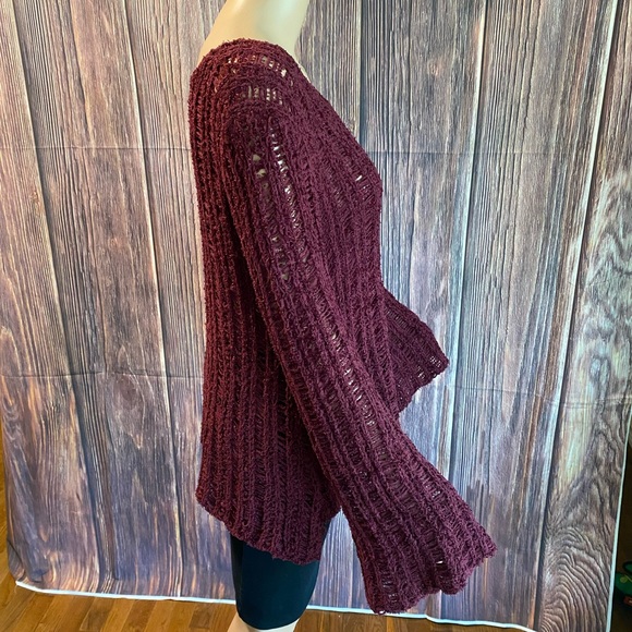 Anthropologie Entro size small burgundy wine purple knit fuzzy boho sweater - Picture 7 of 16